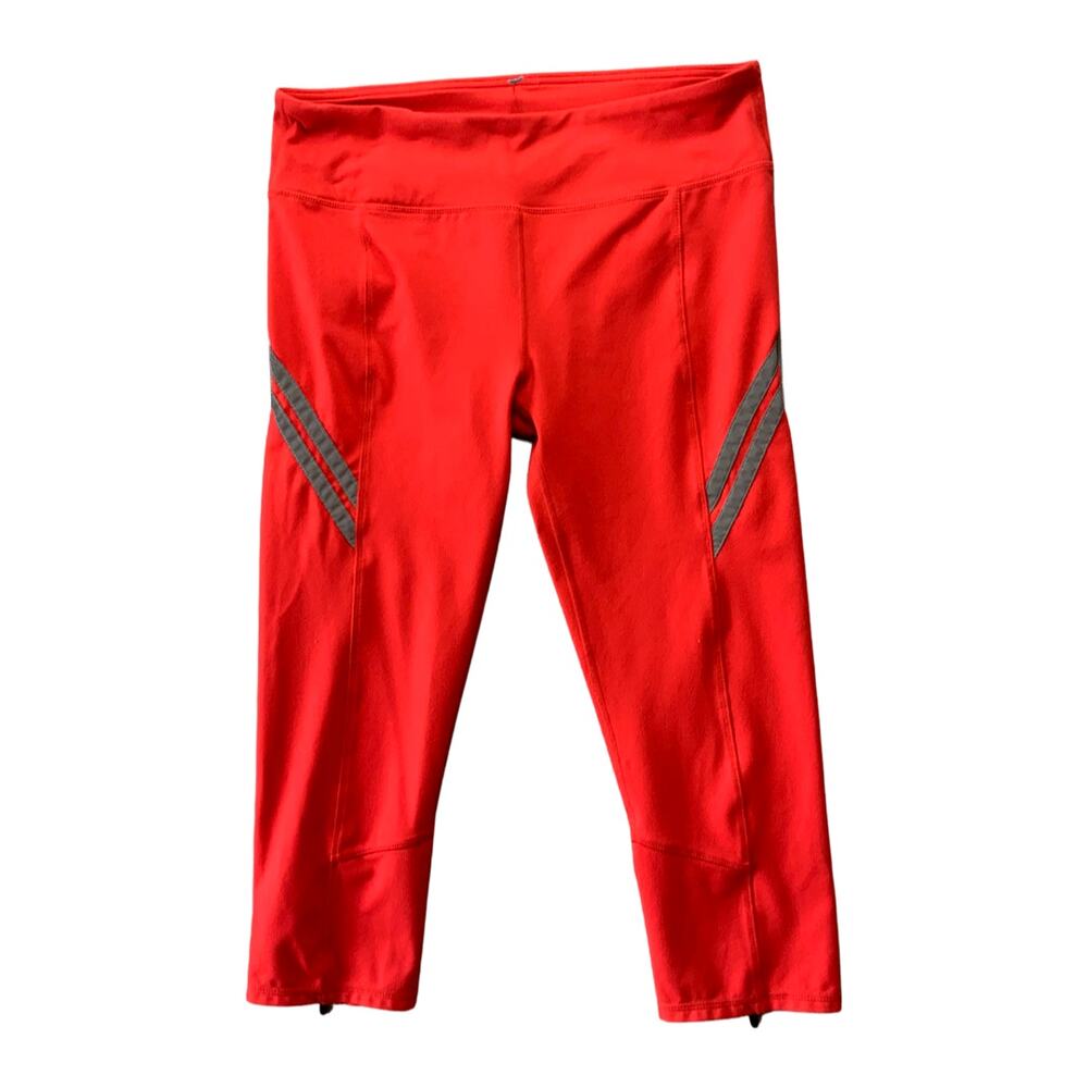 Fabletics Women's Red Mid Rise Powerhold Capri Leggings L